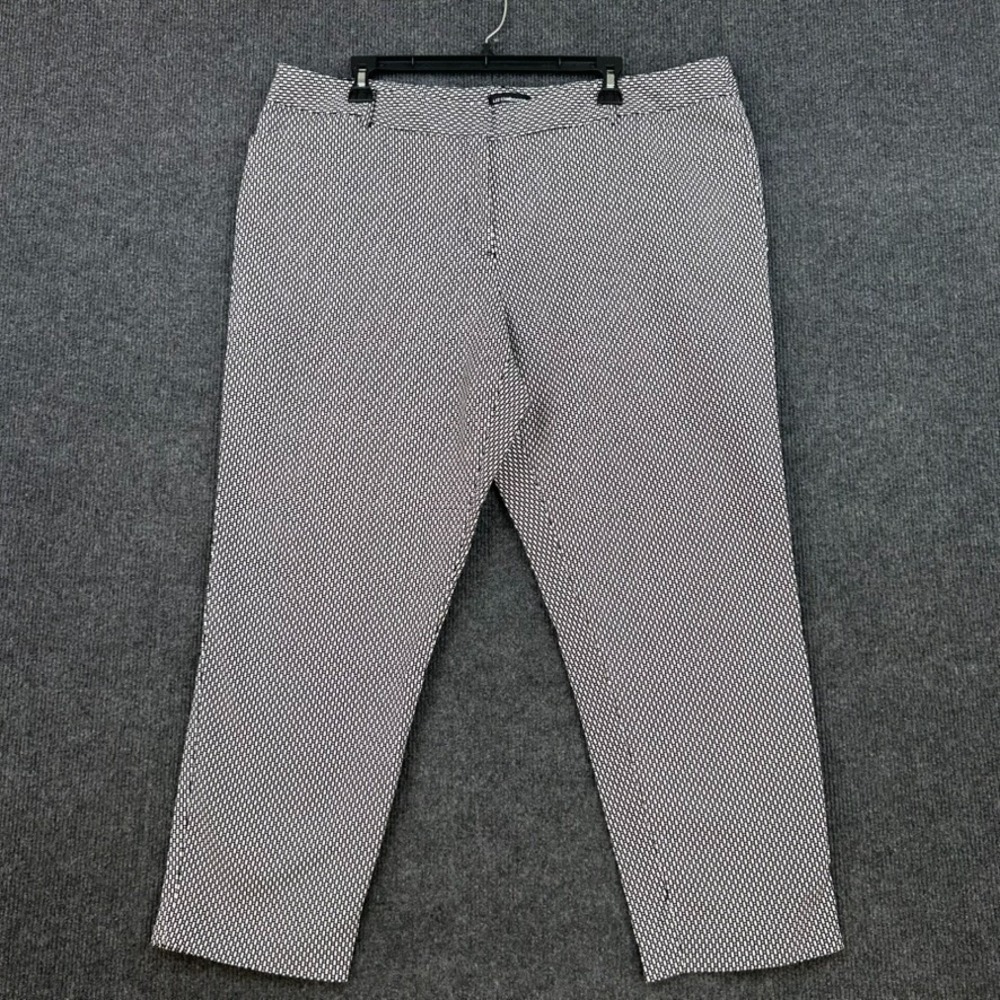 Liz Claiborne Career Womens Crop Pants Emma Classic Black White Stretch Size 18
